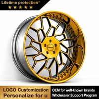 Piezas Personalizadas para Automóviles, Rines Forjados de 24 Pulgadas, Acabado Dorado Cepillado, Borde Profundo, 6x139.7 ET-44 para Jeep Wrangler