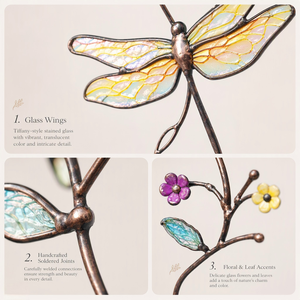 Fabriqué à la main Art déco vitrail libellule attrape-soleil cristal décoration de fenêtre accentuée pour la maison pièce d'art inspirée de la nature - Product Image 6