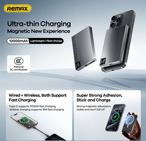 MP-6 10000mAh Fast Charging Magnetic 15W <b>Wireless</b> Power Bank Ultra-Thin Digital Display Portable Banks MP-6 MP-6 Power Bank 1000 - Product Image 4