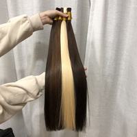 Vente en gros de cheveux humains vierges non traités à 100%, en vrac, lisses, couleur naturelle blonde, extensions de cheveux humains pour tressage
