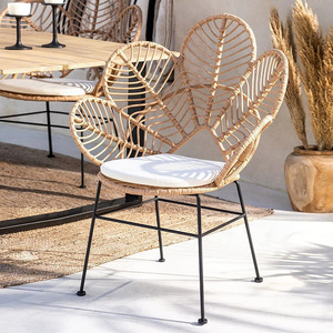 Wicker <strong>Tub</strong> Flower Shape <strong>Chair</strong> Imitation Woven Rope Synthetic Stackable Stool Wood bar <strong>Rattan</strong> <strong>Chairs</strong> - Product Image 1