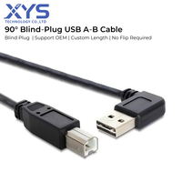Câble d'imprimante USB A mâle vers USB B mâle réversible, connecteur USB A à angle droit, câble de données