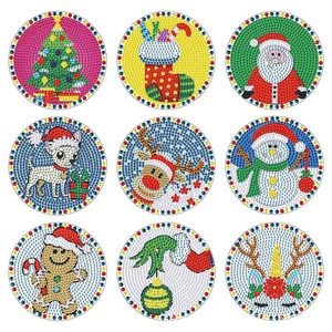 Kit de sous-verres de Noël DIY en peinture diamant 5D, motif bonhomme de neige, 6 pièces avec support - Product Image 2