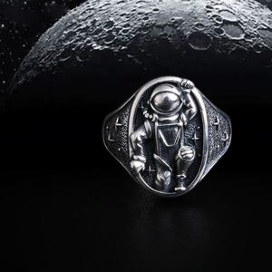 Creative <b>Silver</b> Plated Chunky Couple <b>Ring</b> for Wedding Jewelry Astronaut Robot <b>Ring</b> Valentine's Day Gift Open <b>Adjustable</b> <b>Ring</b> - Product Image 4