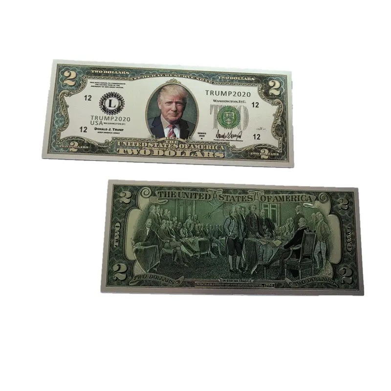 미국 대통령 트럼프 맞춤 실버 디자인 2 달러 지폐 트럼프 통화 실버 호일 지폐