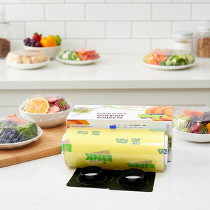 <span class=keywords><strong>Pellicola</strong></span> trasparente personalizzata per alimenti con supporto e coltello da taglio per avvolgere frutta e verdura. - Product Image 1