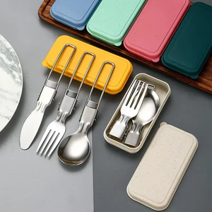 <b>Foldable</b> Tableware 304 Stainless Steel Knife Fork Spoon Student Travel <b>Camping</b> Outdoor Portable Modern Minimalism - Product Image 3