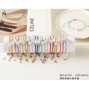 Bracciale con perle irregolari, 24 pezzi, multicolore, con perline, regolabile, gioiello da donna, idea regalo - Product Image 3