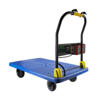 Chariot à plateau électrique pour entrepôt, chariot de logistique à économie d'effort avec poignée pliable