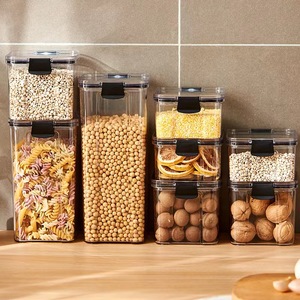 Lattine sigillate in plastica per cereali grossolani per uso alimentare scatola di immagazzinaggio per la conservazione della freschezza del frigorifero impilabile trasparente - Product Image 1