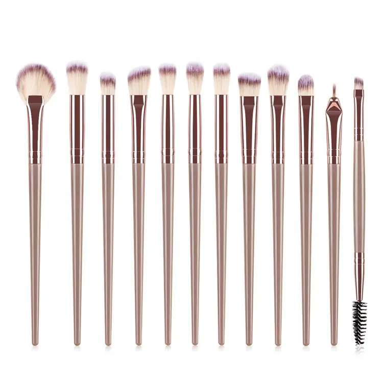Best Quality Eye Brushes Makeup Brushes Sets 12PC Brown Synthetic Blended Eyeshadow Make Up Brushes Eyes Set Private Label