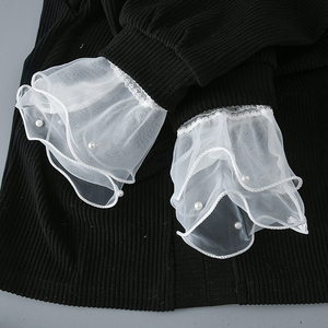 1 cặp huni UV LED bảo vệ ảnh găng tay chăm sóc móng tay vải tuyn làm móng đạo cụ chụp ảnh xếp li phụ kiện thời trang móng tay màu đen - Product Image 4