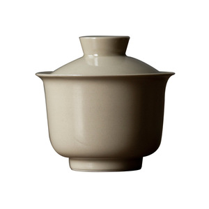 Yonghe Gaiwan Ceramic Kung Fu Tea Set Handheld Three Piece Wood Ash Glaze Round Porcelain <b>Teacup</b> For Home Use Afternoon Tea - Product Image 5