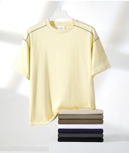เสื้อยืดแขนสั้นผ้าคอตตอนหนา 250GSM ตะเข็บเปลือย ป้องกันขนร่วง สไตล์มินิมอลอเนกประสงค์สำหรับผู้ชาย JP รับผลิตตามสั่งขายส่ง - Product Image 2