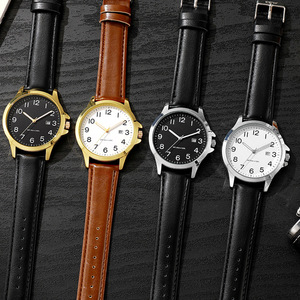 Montre à quartz pour homme d'affaires, étanche 3 ATM, avec boucle à ardillon en cuir, design rétro, vente en gros - Product Image 3