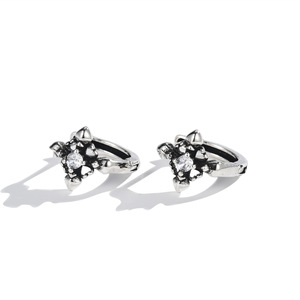 <b>Huggie</b> Earrings Cross Flower S925 Sterling <b>Silver</b> Diamond Claw Setting For Men And Women - Product Image 4