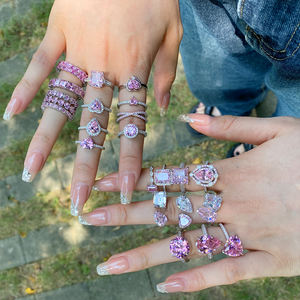 Brillante Trendige Eternity Eheringe für Damen S925 Silber Schmuck 5A/8A Zirkonia Pink Venom Braut Verlobungs und Versprechensringe - Product Image 4