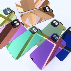 2021 nouveau protecteur de couverture arrière en verre trempé de miroir coloré arrière complet <span class=keywords><strong>Corver</strong></span> 8D pour iphone 16 pro max 15 pro 14 plus - Product Image 2