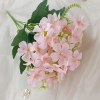 5 Fourchette 30CM Hortensias En Soie Artificielle Fleur Real Touch Hortensias pour la Fête De Mariage De Noël Nouvel An Décor À La Maison