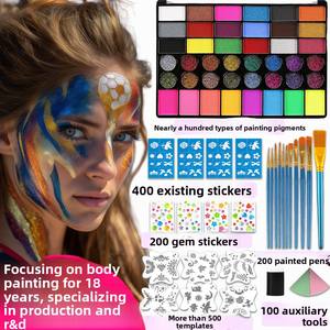 Set <span class=keywords><strong>de</strong></span> <span class=keywords><strong>Pintura</strong></span> Facial <span class=keywords><strong>de</strong></span> 42 Colores, <span class=keywords><strong>Pintura</strong></span> <span class=keywords><strong>Corporal</strong></span> Soluble en Agua, para Halloween y Navidad - Product Image 1