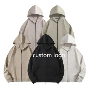 Wholesale Luxury Quality Double Zipper Blank Zip Up Hoodies Plain Heavyweight French Treey Men's Hoodie Custom Logo Sweatshirt