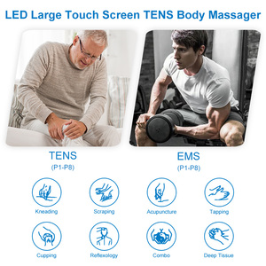 מכשיר עיסוי <span class=keywords><strong>TENS</strong></span> EMS מקצועי 32 מצבים, דו-ערוצי, מסך מגע LCD, נטען, להקלה על כאבים ואימון שרירים - Product Image 2