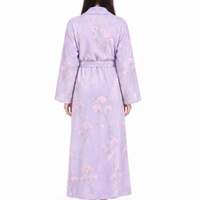 Peignoir de luxe à imprimé floral pour femmes, style kimono épais en polaire, robe de chambre d'hiver, pyjama, robe de nuit en velours corail