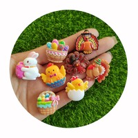 Amuletos de resina de Pascua Kawaii, Mini pollo, huevo, conejo, pavo, modelos de espalda plana en miniatura para hacer joyas, suministros para el centro del lazo del pelo