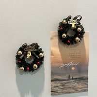Imanes Navideños para Refrigerador, Corona Decorativa, Letrero de Feliz Navidad, Bolas Doradas, Bayas Rojas, Campanas, Juego de Regalo Navideño