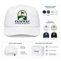 Gorra de golf de cuerda con visera curva, bordado Fairway House, bajo MOQ, muestreo rápido para tiendas profesionales de resorts con logotipo personalizado