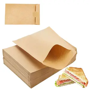 Bolsa de papel Kraft para sándwich, bolsa de papel impermeable y a prueba de aceite para desayuno/pasteles/Pizza/rebanadas/Panini/tostadas/dulces