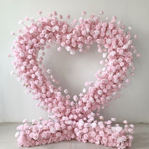 Новый розовый цветок в форме сердца высотой 2,4 метра. Декор для свадебной сцены, цветочная полка в форме сердца, украшение для арки. - Product Image 6