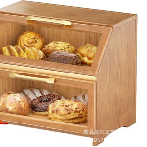 กล่องขนมปังไม้ไผ่สองชั้น 39x25x32 ซม. พร้อมฝาปิด สำหรับเก็บของในครัว - Product Image 2
