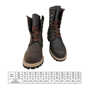 أحذية جوجر من الصلب لأصابع القدم أحذية أمان للمشي لمسافات طويلة في الهواء الطلق أحذية جلدية من جلد الحصان المجنون أحذية عمل نعل متوسط من المطاط الصلب للرجل - Product Image 3