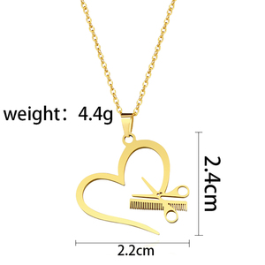 Collier pendentif en acier inoxydable rétro en forme <span class=keywords><strong>de</strong></span> cœur, style hip-hop, lavage, coupe, accessoires <span class=keywords><strong>de</strong></span> bijoux pour coiffeur, cadeau pour <span class=keywords><strong>les</strong></span> amis - Product Image 6