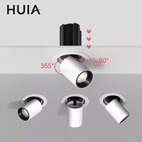 Spot LED encastré architectural orientable COB CRI90, éclairage commercial dimmable, spot LED allongé
