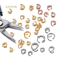 Anneau ouvert KAVNAR plaqué or véritable 18 carats en acier inoxydable 304 pour la fabrication de bijoux DIY, colliers et bracelets