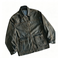 Veste d'hiver décontractée pour homme en toile de coton, style vintage délavé, coupe cargo, col rabattable, fermeture éclair intégrale, coupe ample, écologique, avec logo personnalisé