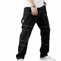 Jeans baggy à jambes larges OEM, denim délavé vintage, effet délavé, pour hommes