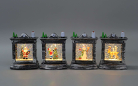 Lanterne LED en forme d'horloge antique noire et argentée, boule de neige décorative pour la maison, idéale pour les fêtes
