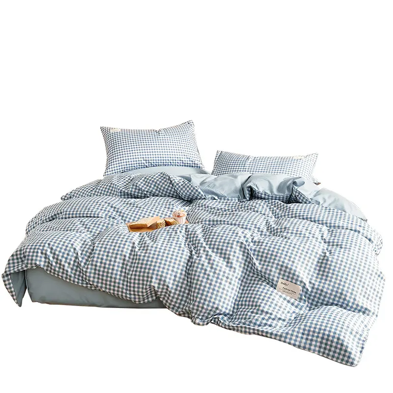 ผ้าปูที่นอน4ชิ้นสไตล์ญี่ปุ่น,สำหรับหอพักนักศึกษาไม่มีแขนผ้าปูที่นอนผ้าฝ้ายฟอกคุณภาพสูงจำนวน3ชิ้น