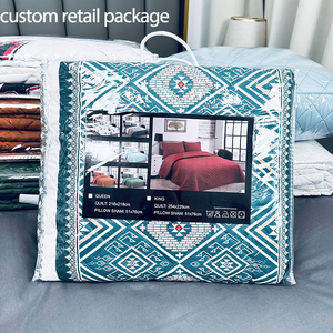 Custom Queen Quilted <strong>Bed</strong> <strong>Spread</strong> Cover Set Ultrasonic Polyester Filled Shams for Bedroom - Product Image 6