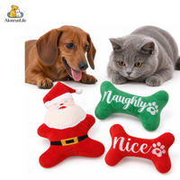 Jouets de Noël pour chiens avec couineur et tissu en peluche, formes de Père Noël ou d'os pour le jeu de rapport, la mastication légère et les cadeaux de fêtes