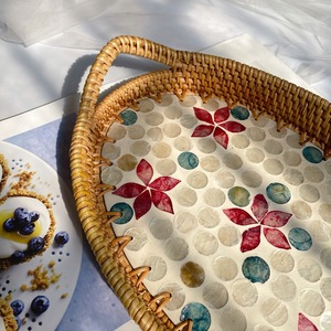 Keranjang rotan Hotel Rumah Tangga baki penyimpanan anyaman buah permen makanan ringan roti rotan cangkang nampan rotan Safflower - Product Image 3
