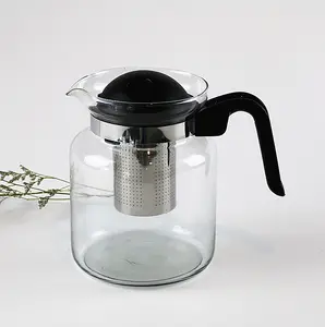 Infuseur d'eau en acier inoxydable et verre transparent, 1 pièce, bouteille résistante à la chaleur, théière de haute qualité, infuseur de thé