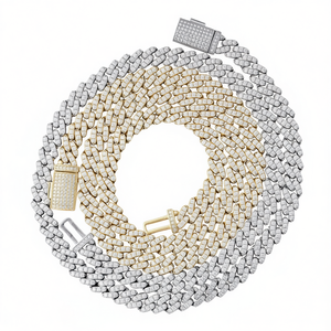 Wholesale <b>Solid</b> Rose Gold Plated 8mm Miami Cuban Link Chain Over 925 Sterling <b>Silver</b> Lab Grown Diamonds Premium <b>Necklaces</b> - Product Image 1