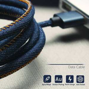 Cable cargador micro usb tipo c para iphone y samsung, muestra gratis, estilo vaquero, núcleo de cobre, carga rápida - Product Image 3