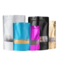 Sachet refermable personnalisé en gros avec fermeture éclair, fenêtre transparente, matériaux de couleur sur mesure, de qualité alimentaire