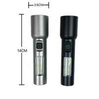Lampe torche LED laser blanche en alliage d'aluminium rechargeable 1200mAh avec zoom, multifonctionnelle pour la randonnée en extérieur