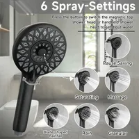 Pommeau de douche magnétique à main pour salle de bain Robinets thermostatiques à poignée unique Mode 6 jets Pluie haute pression